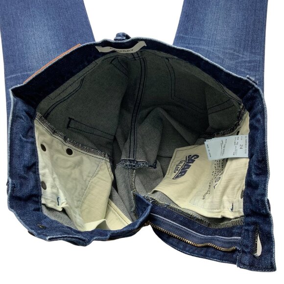 Moussy Vintage Emma Cropped Flare Hi Jean 24 Dark Blue High Waist Zip Fly - Picture 6 of 12